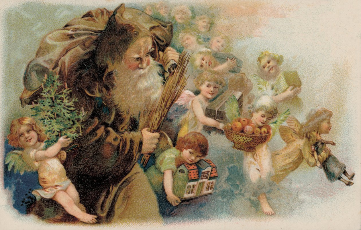 Père Noël, Santa Claus (lithographie couleur) - German School