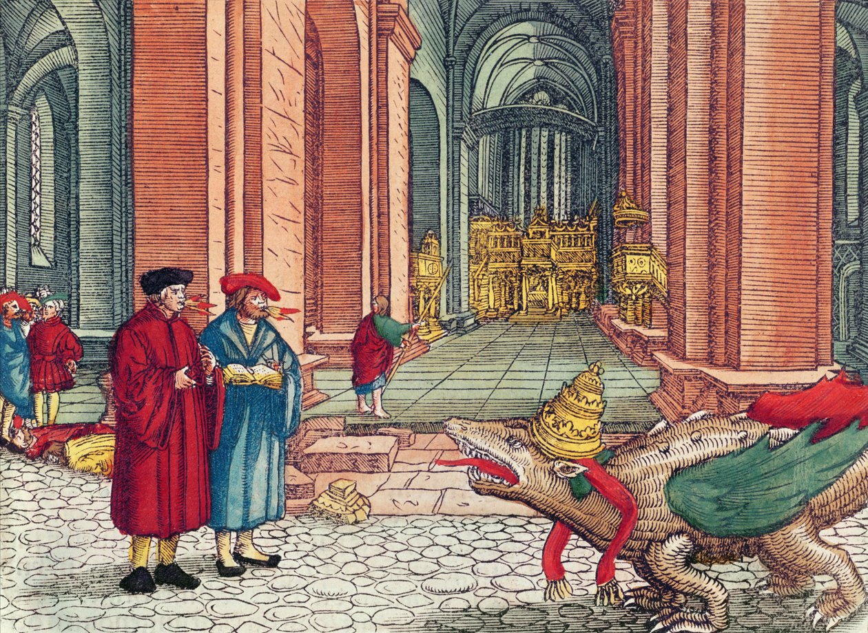 Parler en langues, Pentecôte, de la Bible de Luther, vers 1530 - German School