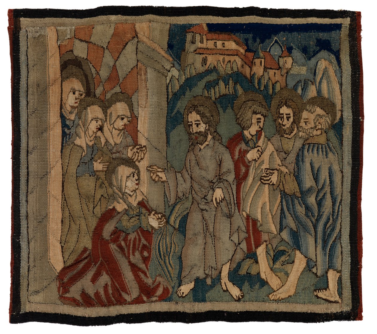 Panneau de tapisserie avec des scènes de la Passion d