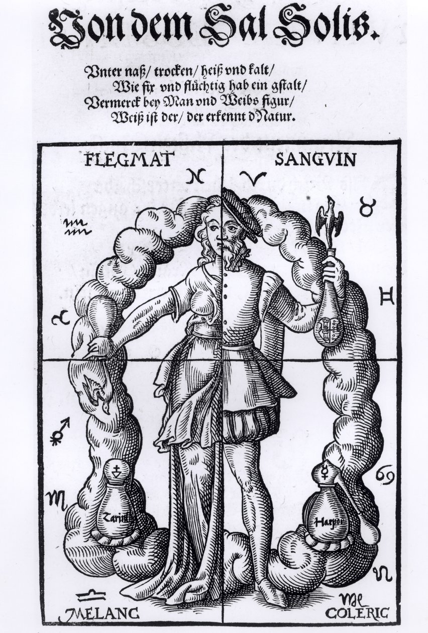 Les quatre humeurs, de Quinta Essentia par Leonhart Thurneisser zum Thurn (1531-1596) publié à Leipzig, 1574 - German School