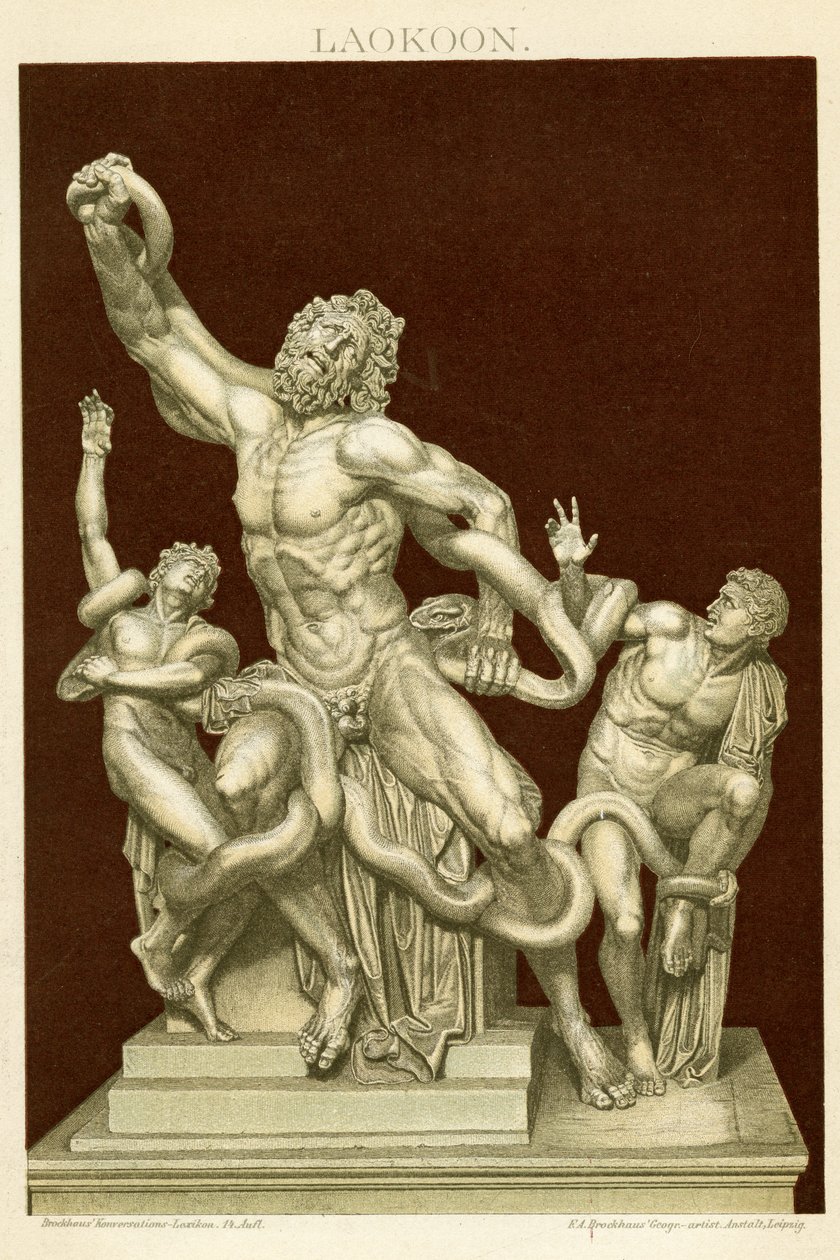 La statue de Laocoon et ses fils vers 1890 - German School