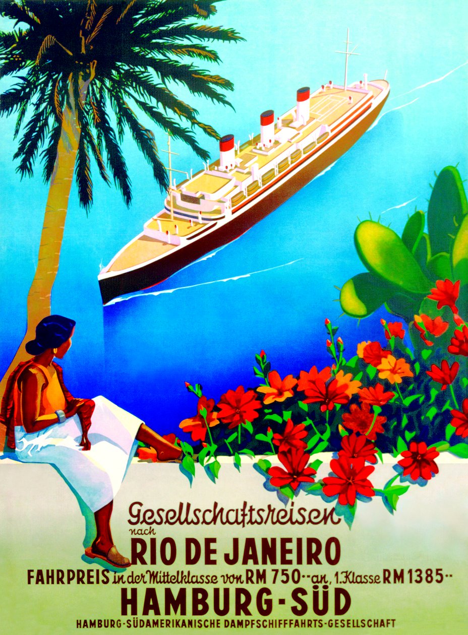 Vers Rio de Janeiro", affiche publicitaire de la Hamburg Southern Line - German School