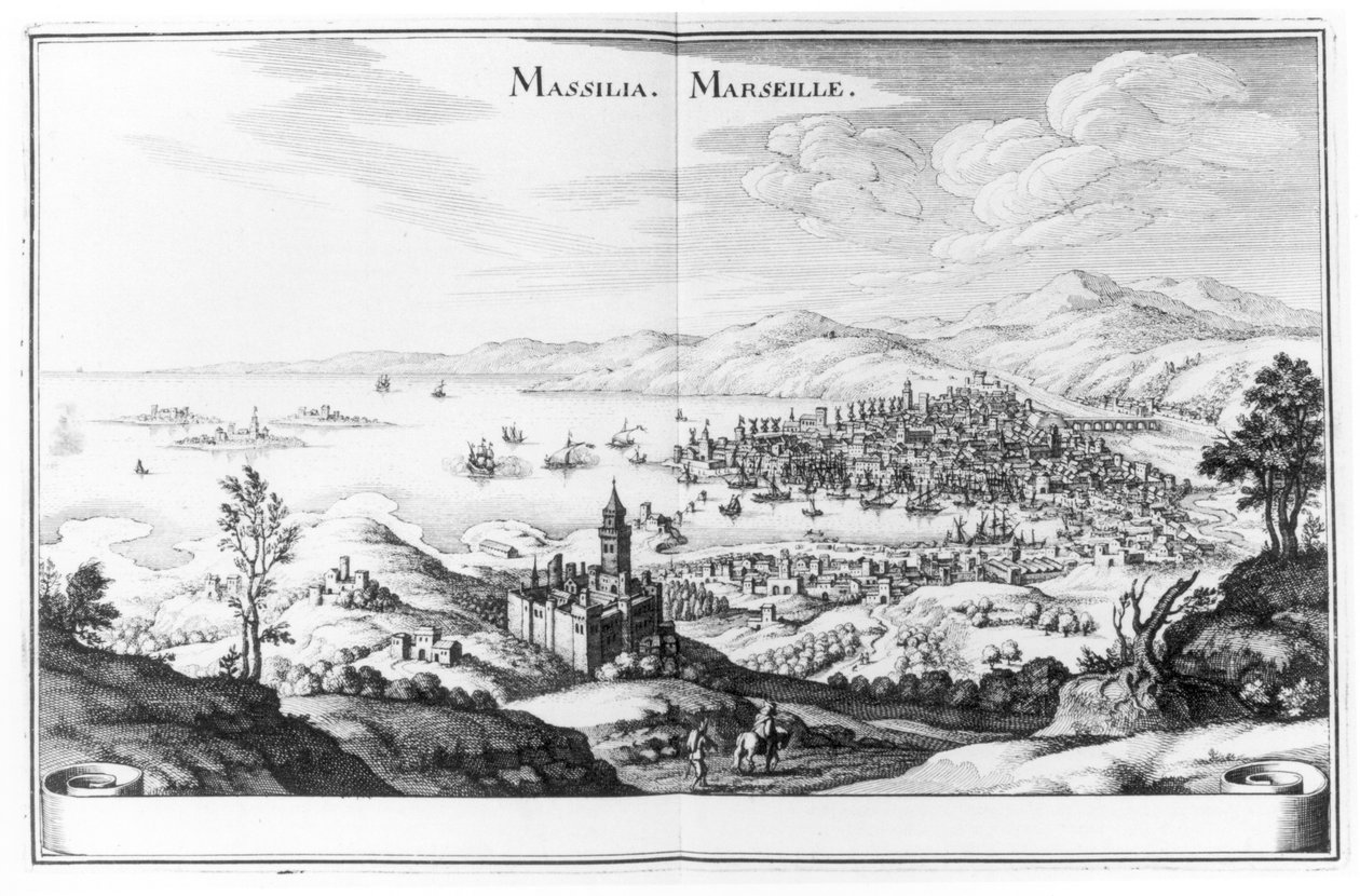 Vue de Marseille, de Topographia Galliae par Martin Zeiller, publié en 1655-61 - German School