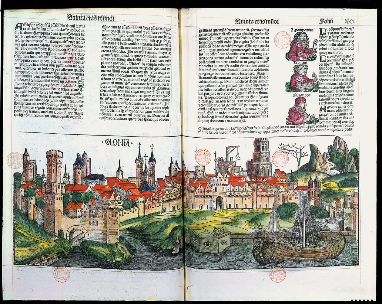 Vue de la ville de Cologne, de la Chronique de Nuremberg par Hartmann Schedel, 1493 - German School