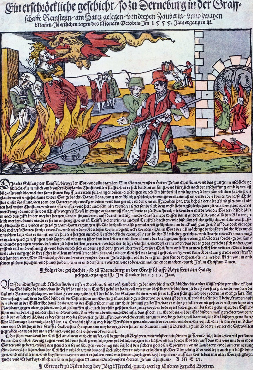 Sorcières brûlées à Derneburg en 1555 - German School