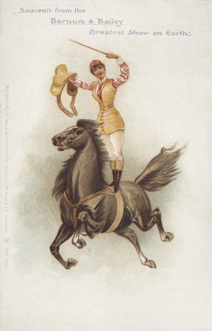 Femme cavalière du cirque Barnum et Bailey (chromolitho) - German School