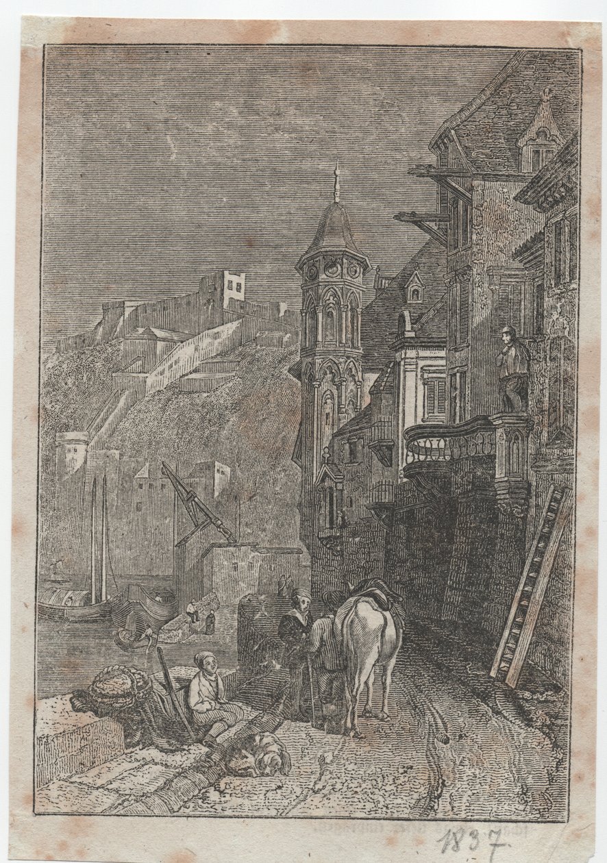 Scène de ville médiévale - German School