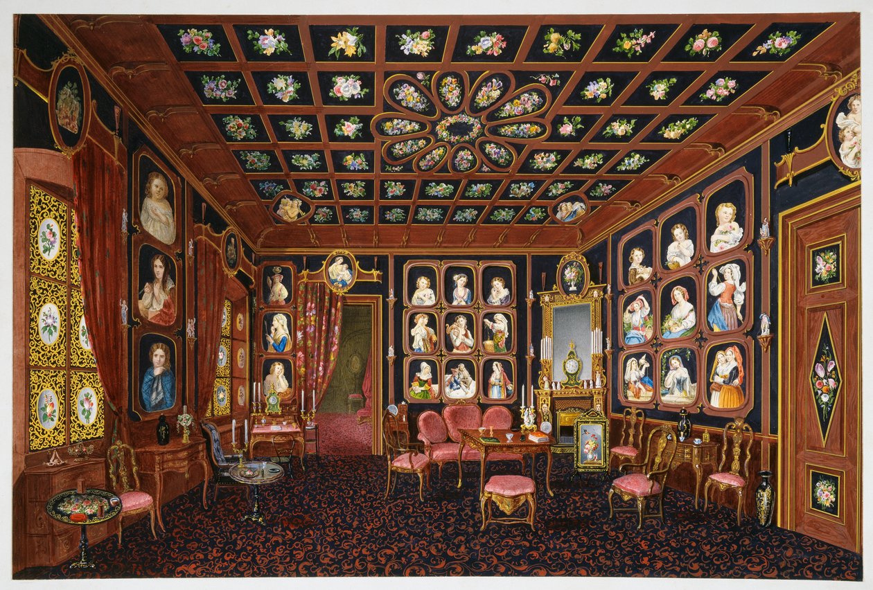 Salon de conversation à la Villa Lazarovich, résidence de Trieste de Maximilien de Habsbourg (1832-1867) - Germano Prosdocimi