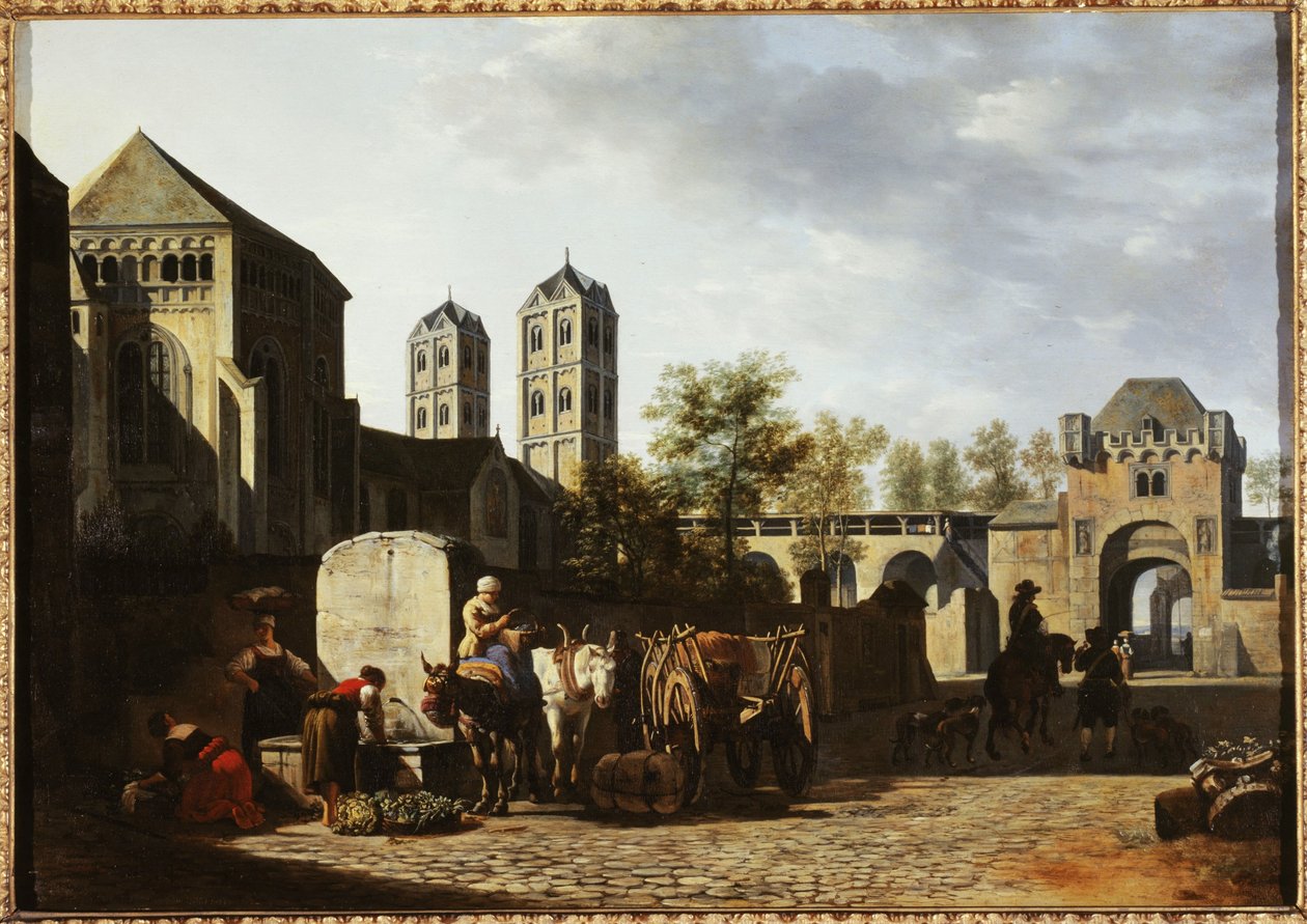 Fontaine publique et église Saint-Géréon à Cologne, ca. 1670 - Gerrit Adriaensz Berckheyde