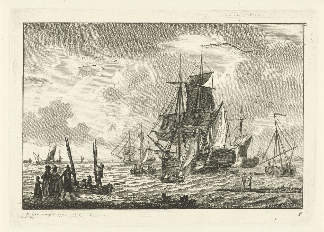 Vue de mer avec divers navires (divers navires sur l