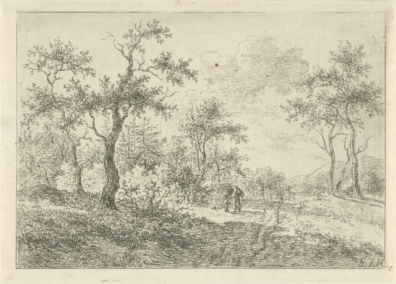 Paysage boisé avec une femme et un garçon - Gerrit Jan Michaëlis