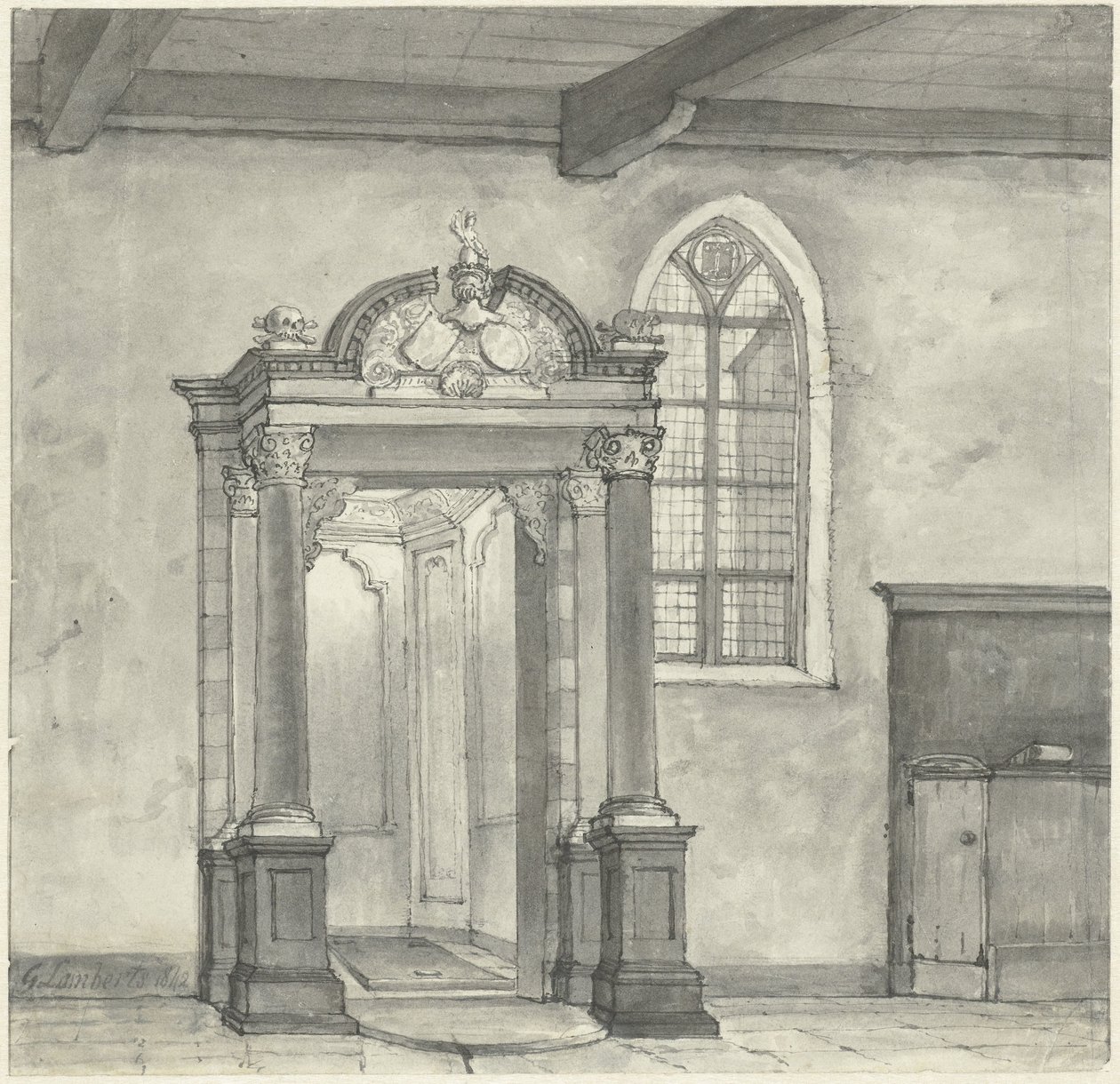 Accès à la chapelle avec la crypte des Seigneurs de Zandvoort, dans l
