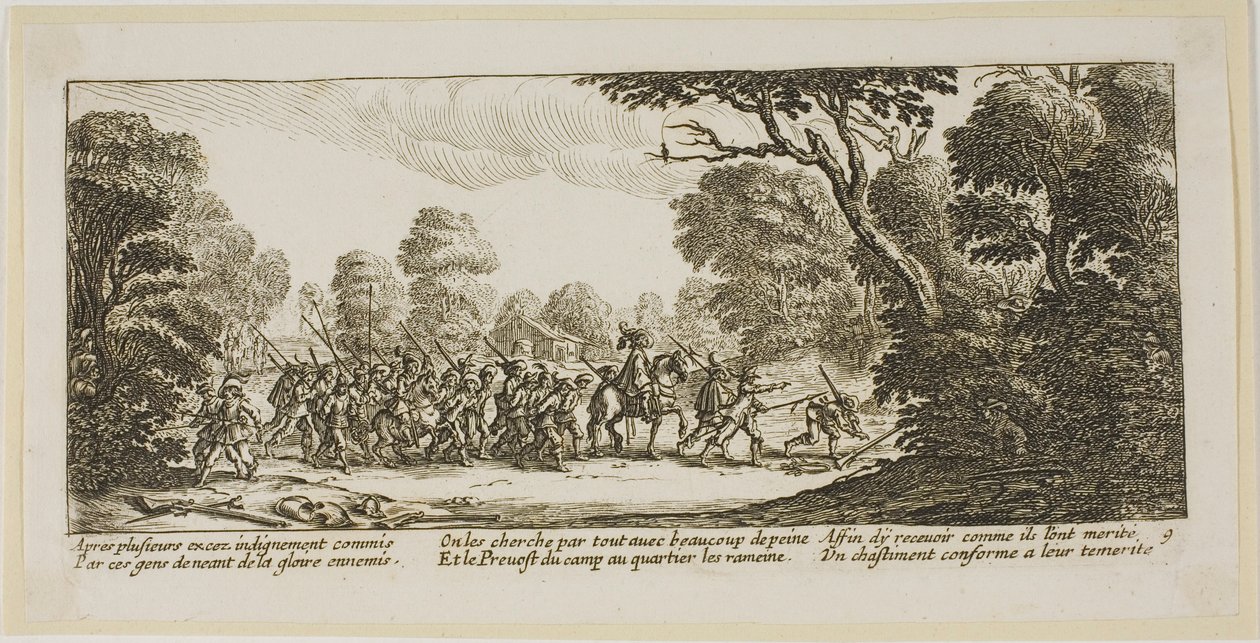 Découverte des soldats criminels, planche 9 des Grandes misères de la guerre - Gerrit Lucasz van Schagen