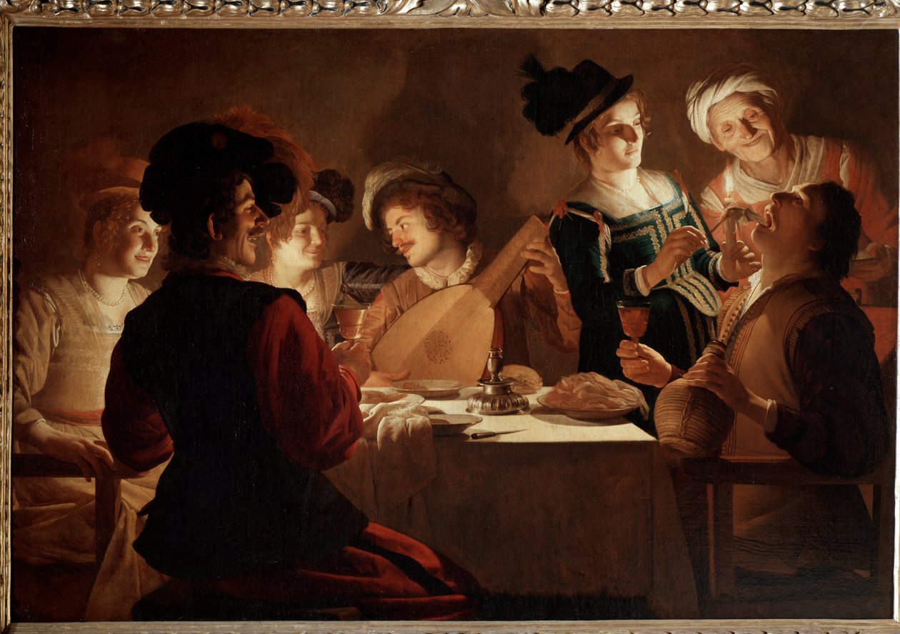 Dîner avec un joueur de luth - Gerrit van Honthorst