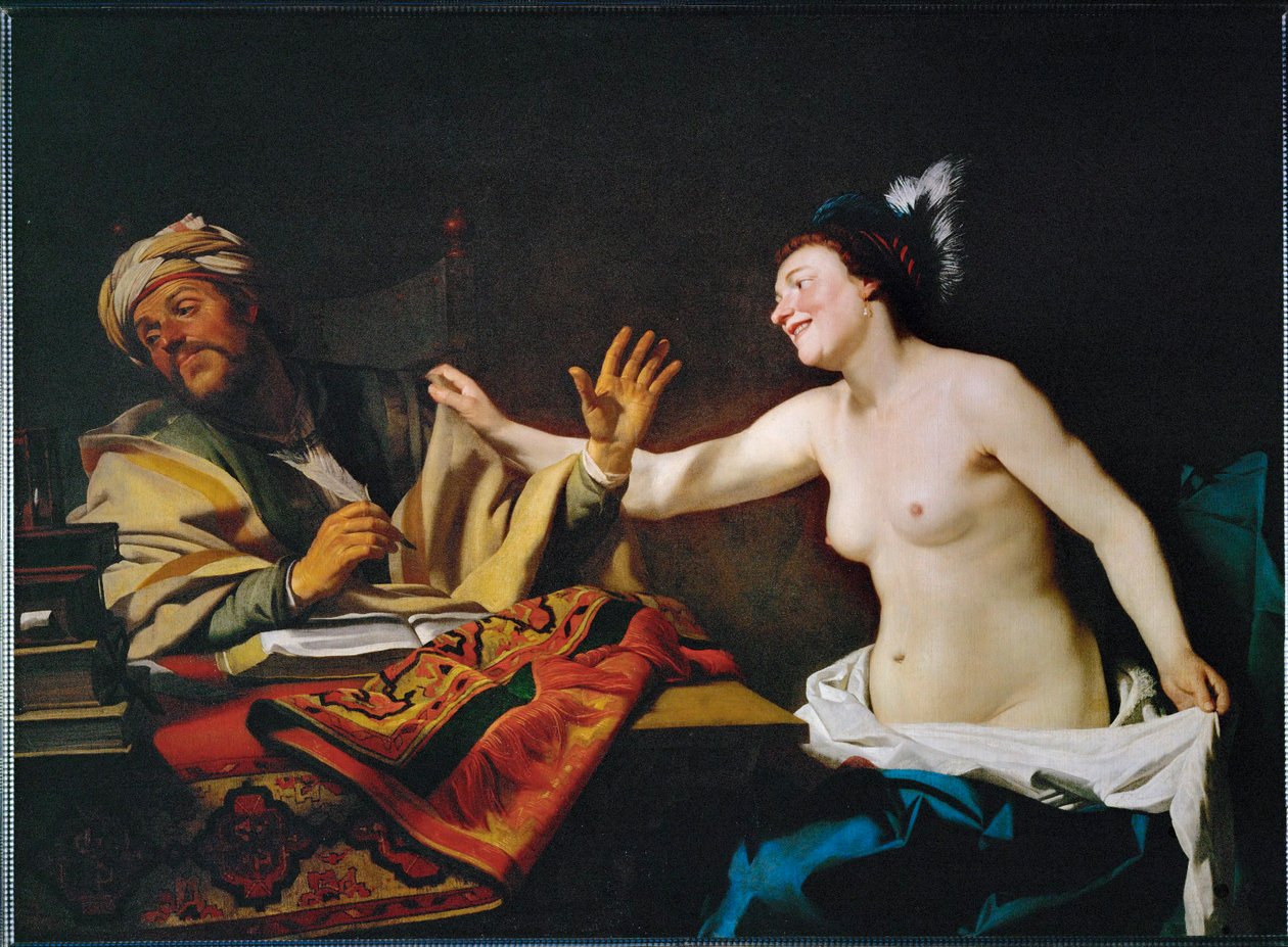 Le philosophe inébranlable (huile sur toile) - Gerrit van Honthorst