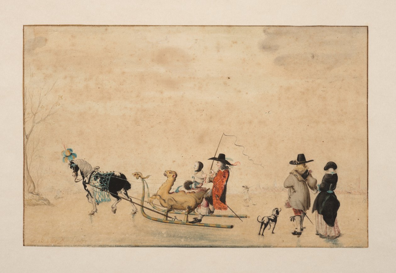 Traîneau en forme de dragon sur la glace - Gesina ter Borch
