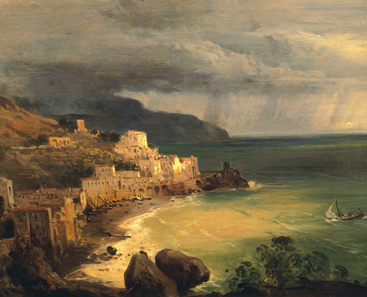 Tempête sur la côte amalfitaine et le golfe de Naples par Giacinto Gigante (1806-1876), Italie - Giacinto Gigante