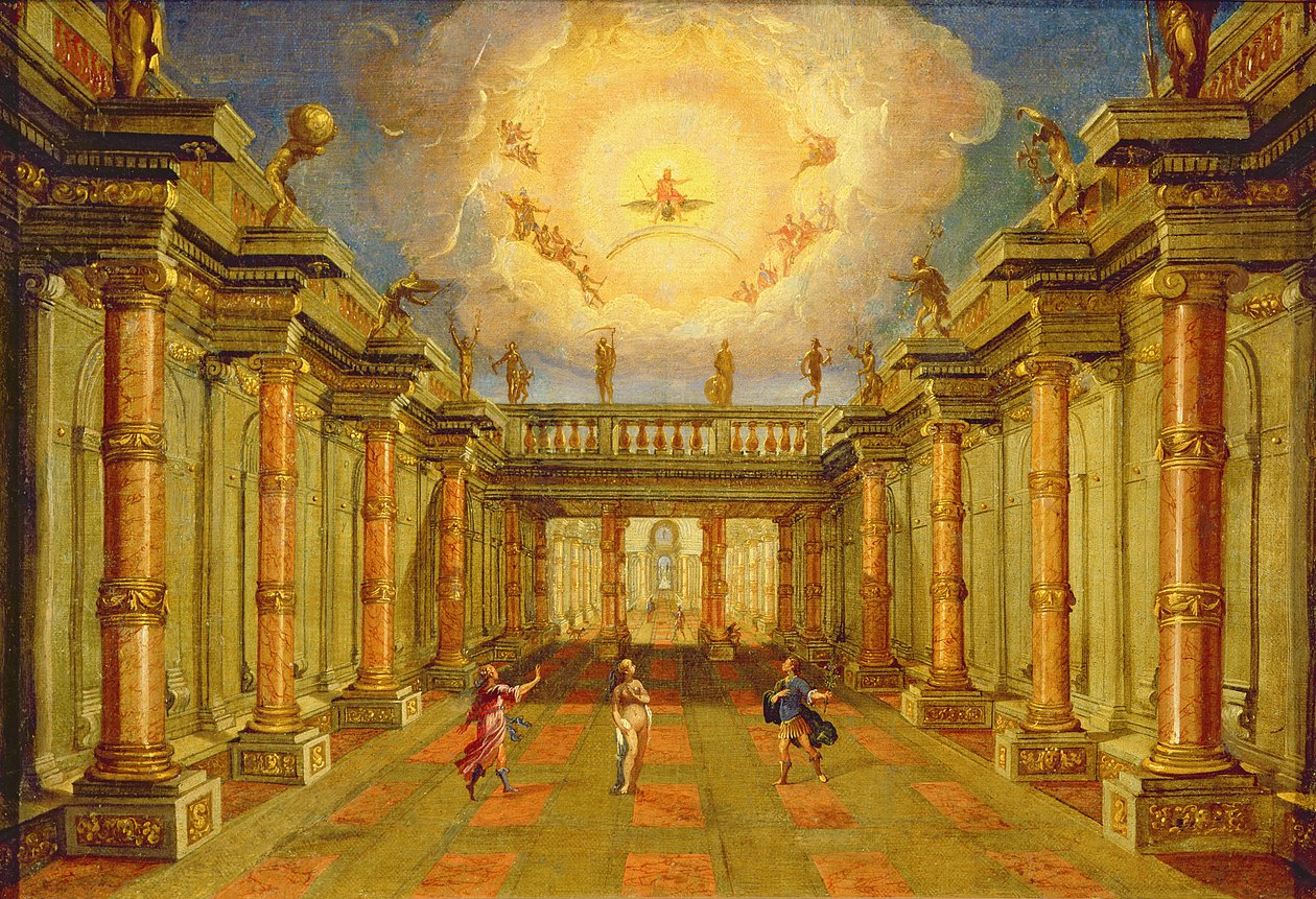 Acte II, scène X : la cour du roi de Naxos - Giacomo Torelli