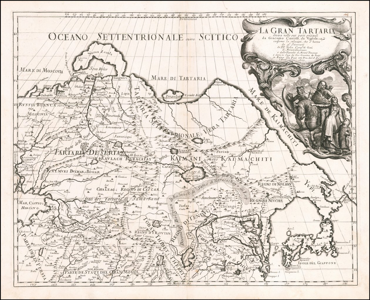 Carte de la Grande Tartarie de 1683 par Giacomo Cantelli da Vignola - Giacomo Cantelli