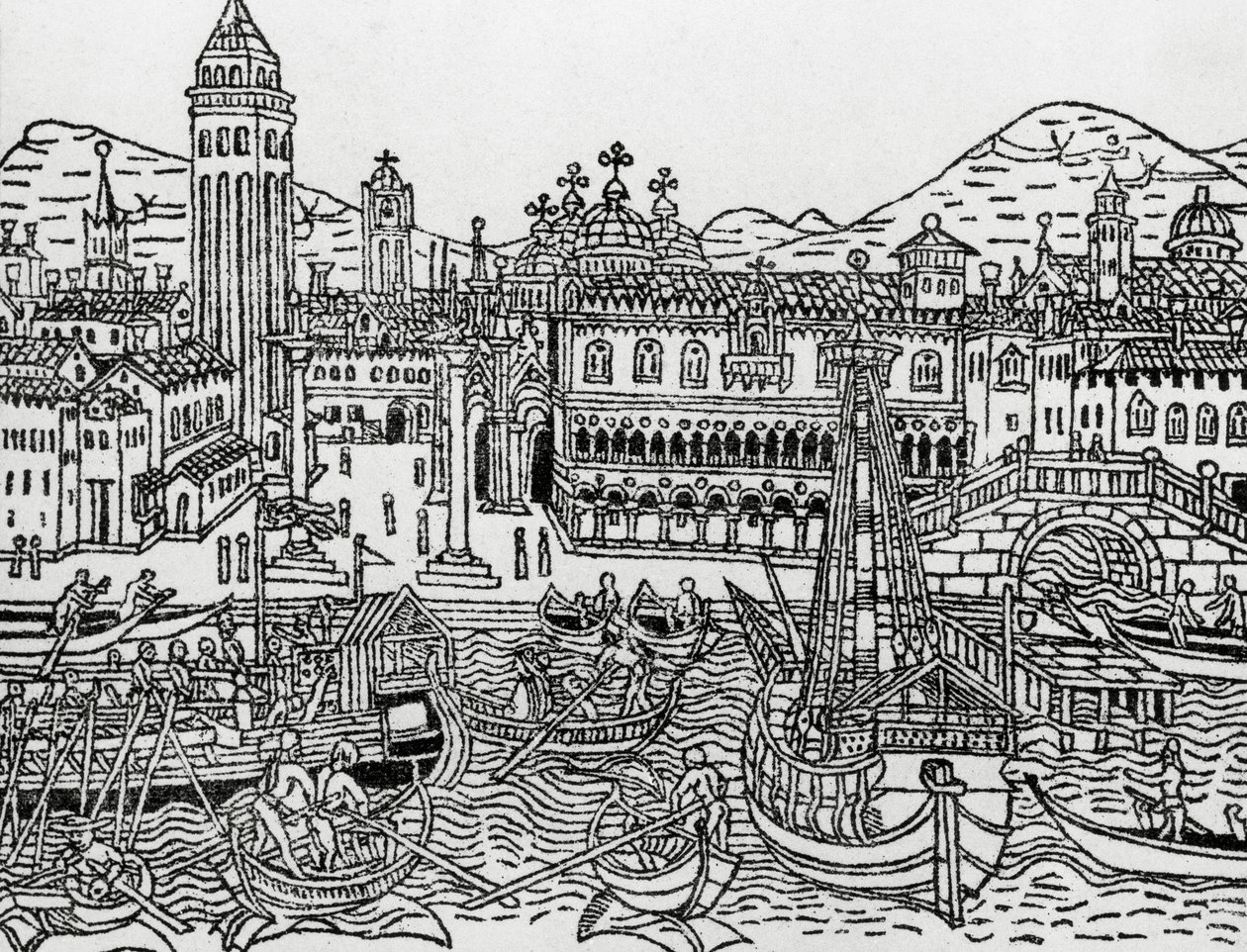 Vue de Venise au 15ème siècle, Italie, gravure sur bois, du Supplementum chronicarum par Giacomo Filippo Foresti (1434-1520) - Giacomo Filippo Foresti