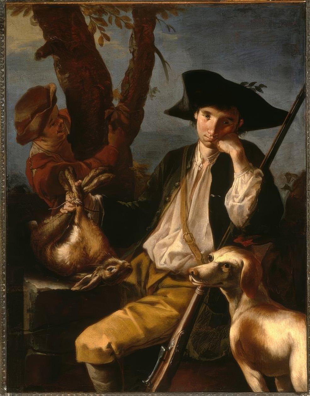 G.F.Cipper dit Il Todeschini, Chasseur au repos / Peinture - Giacomo Francesco Cipper