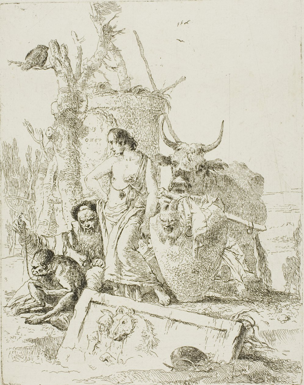 Jeunes bergers et vieil homme avec un singe, de Scherzi - Giambattista Tiepolo