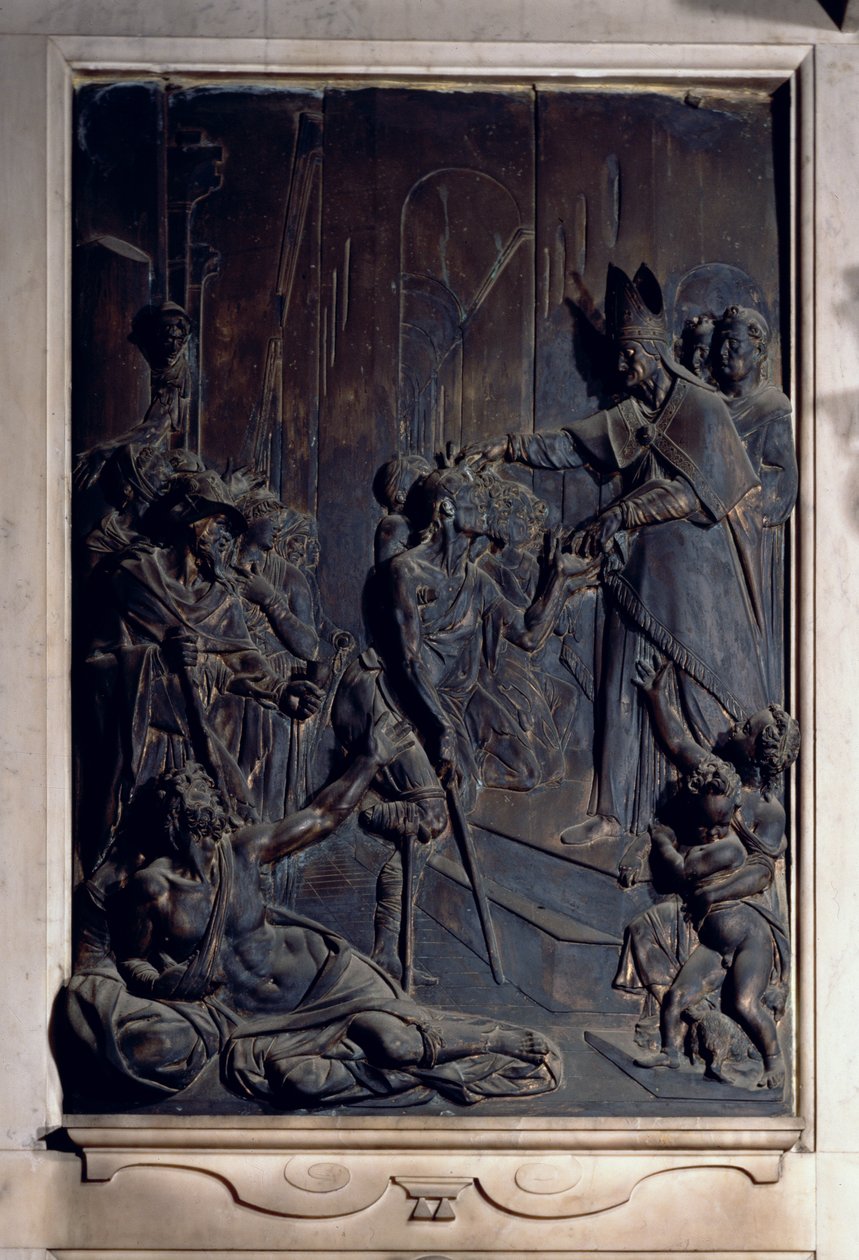 Saint Antoine distribuant des aumônes, relief de la chapelle Salviati - Giambologna