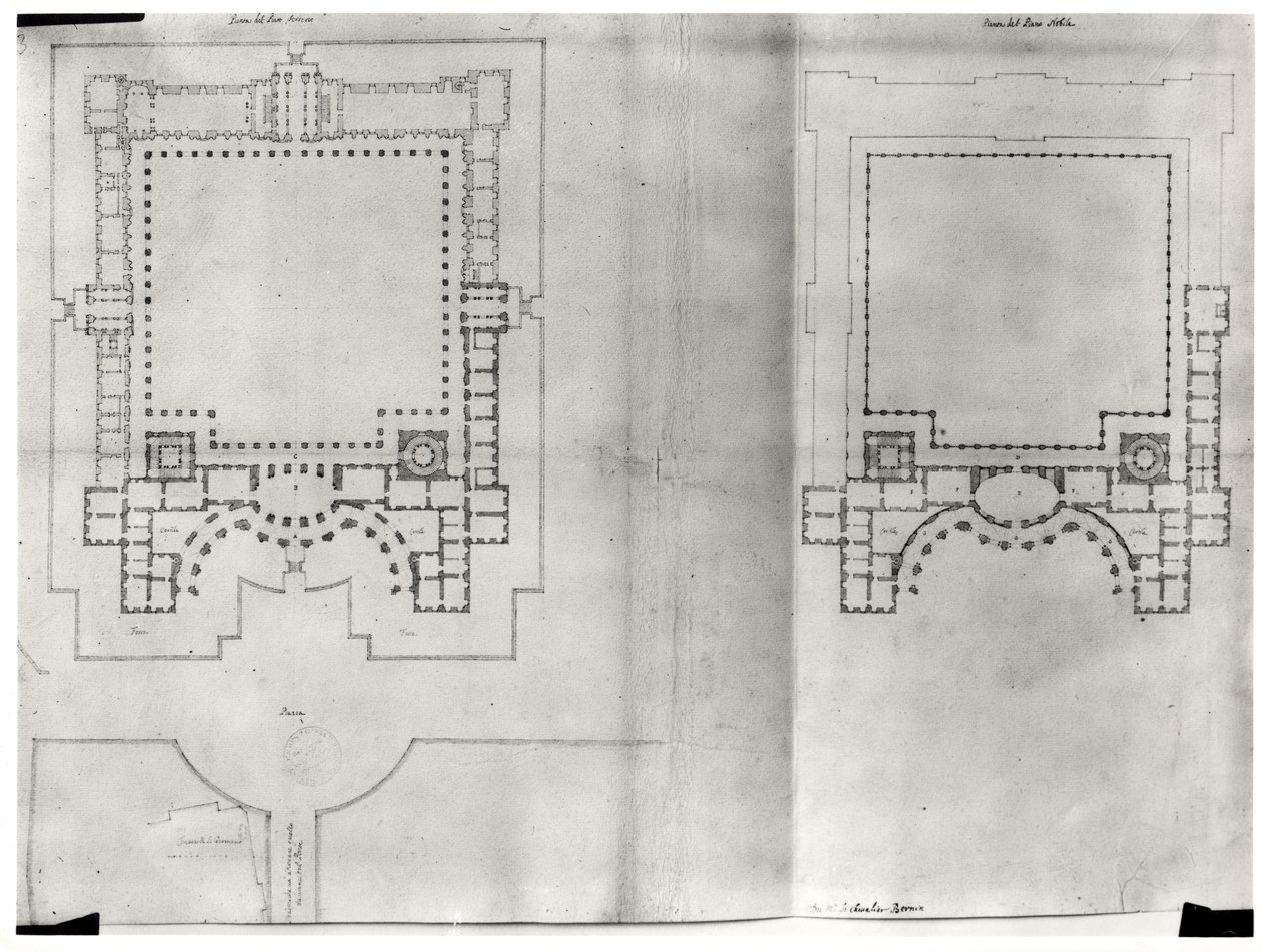 Deux plans pour le premier projet du Louvre, de 
