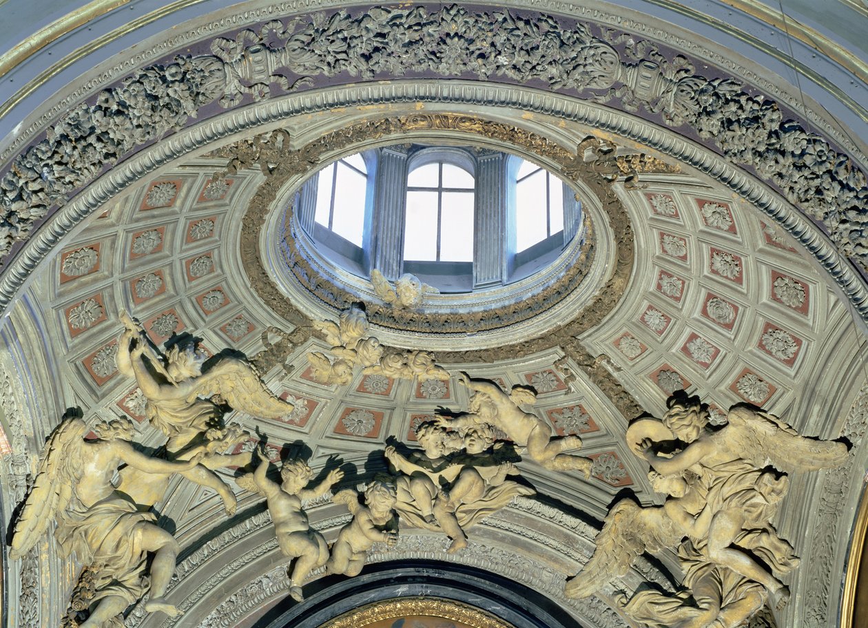 Vue de la coupole avec des musiciens anges de la chapelle Fonseca - Gian Lorenzo Bernini