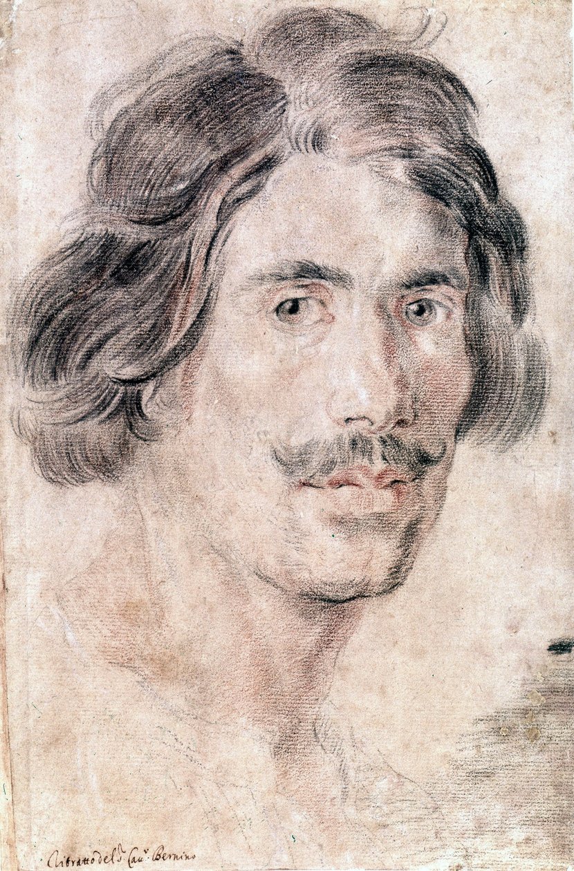 Autoportrait de Gian Lorenzo Bernini (Bernin) (1598 - 1680), sculpteur, peintre et architecte italien. Gabinetto Nazionale delle stampe, Rome - Gian Lorenzo Bernini
