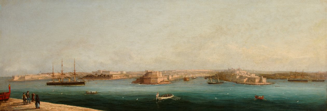 Grand Harbour et Trois Cités depuis le quai de La Valette, 1869 - Giancinto Gianni