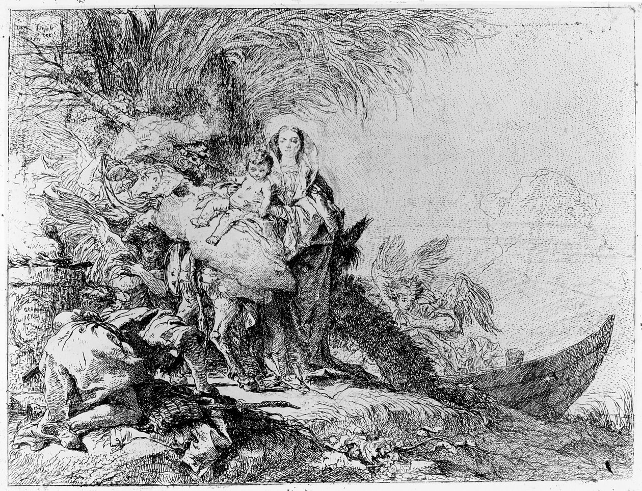 La fuite en Égypte, vers 1750 - Giovanni Domenico Tiepolo