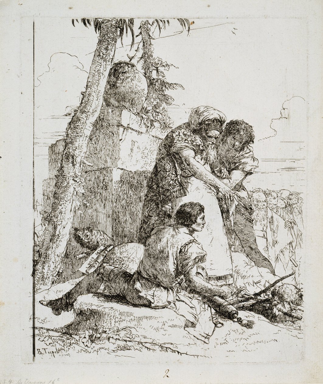 Magicien montrant une tête brûlante à deux jeunes, vers 1740 - Giovanni Domenico Tiepolo