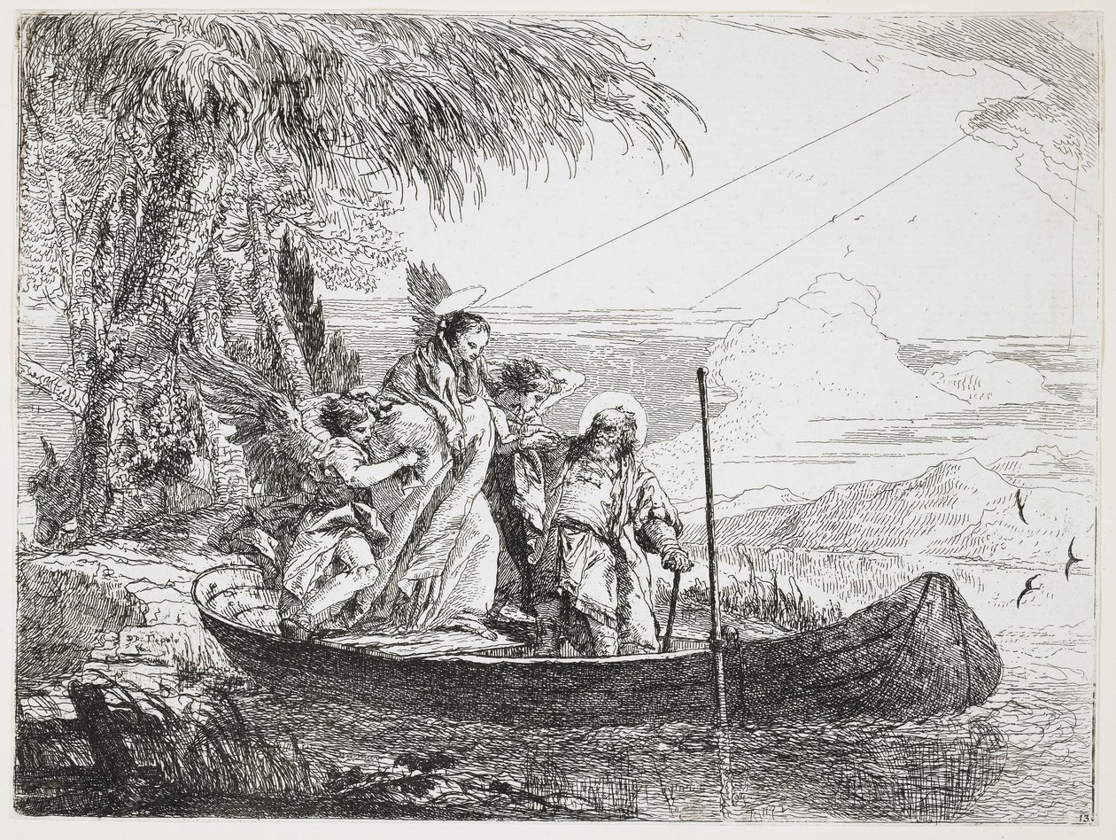 La Sainte Famille entrant dans le bateau de La Fuite en Égypte, 1750-1753 - Giovanni Domenico Tiepolo