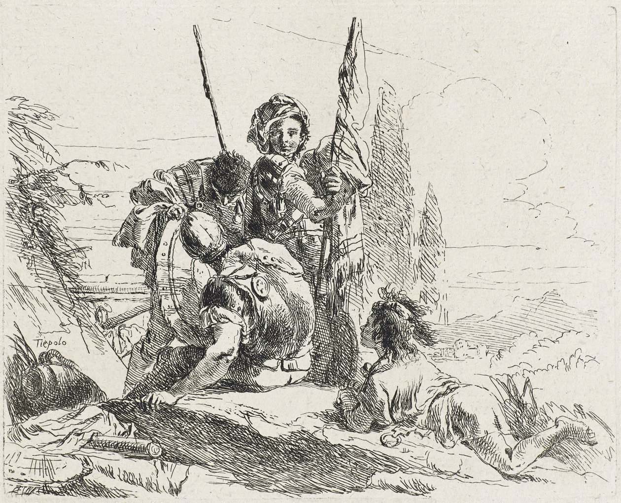 Trois soldats et un garçon, 1749 - Giovanni Domenico Tiepolo