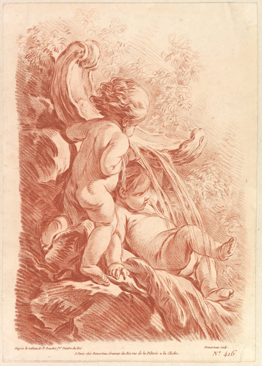 Fontaine avec deux cupidons - Gilles Demarteau