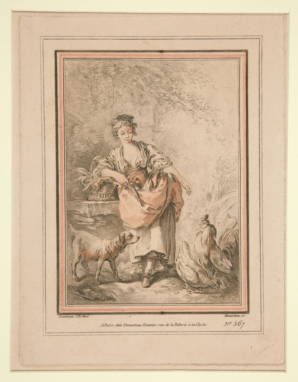 Jeune fille nourrissant des poules - Gilles Demarteau