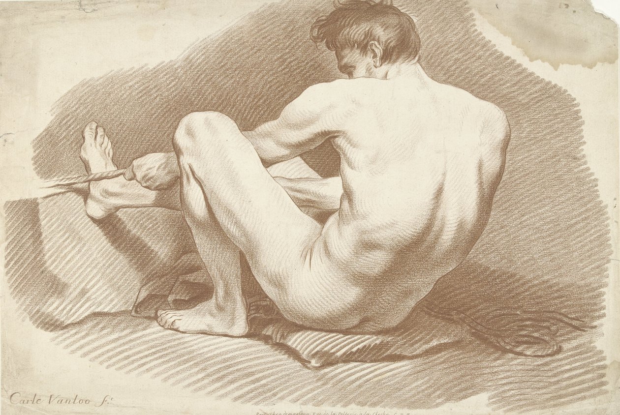 Homme nu assis avec une corde - Gilles Demarteau