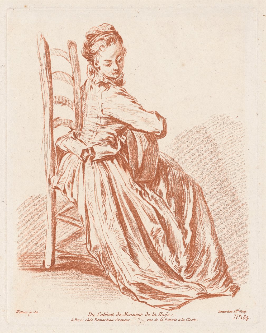 Femme jouant de la guitare - Gilles Demarteau, the Elder, Antoine Watteau