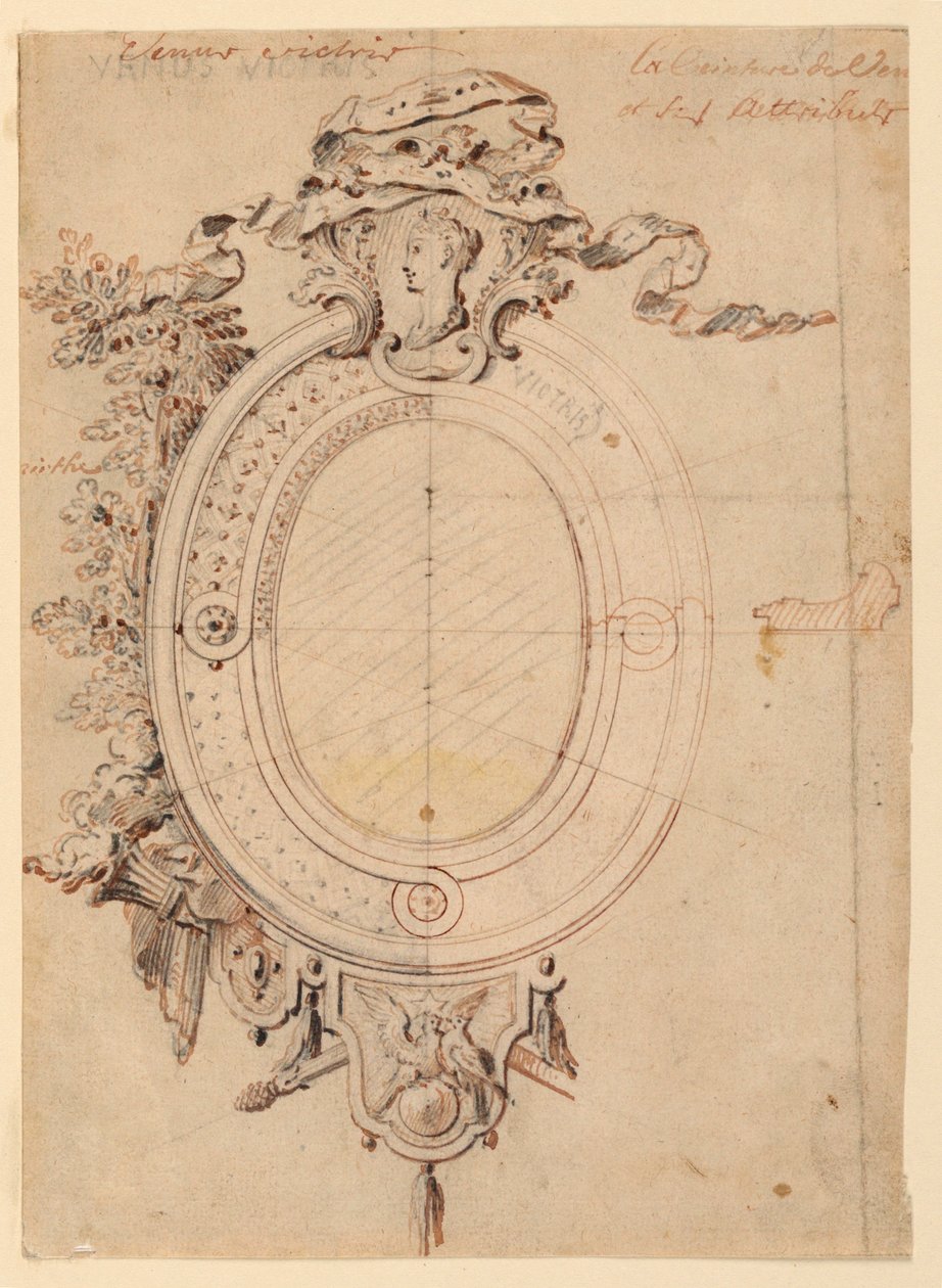 Design pour un cadre ovale sur le thème de Vénus victorieuse - Gilles Marie Oppenord