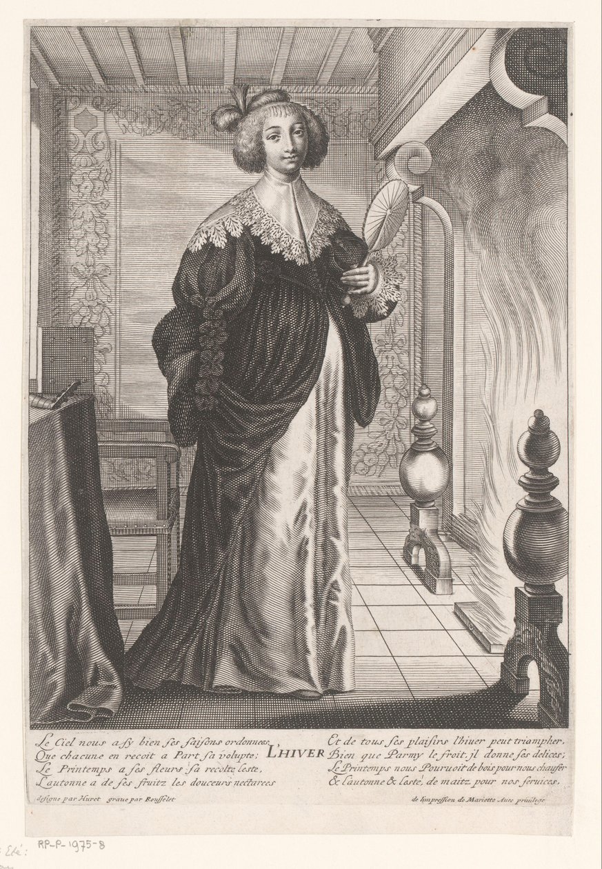 Dame dans un intérieur près du feu - Gilles Rousselet