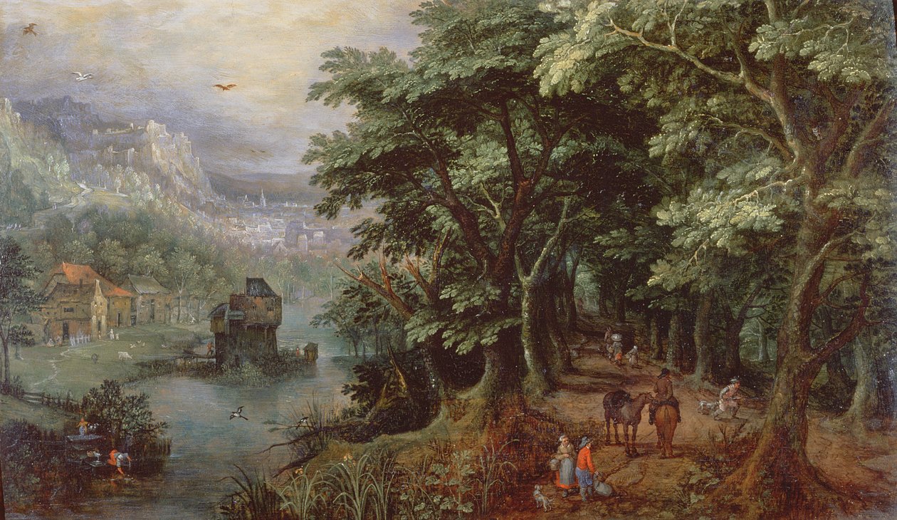 Paysage avec figures dans une avenue, vers 1595 - Gillis van III Coninxloo
