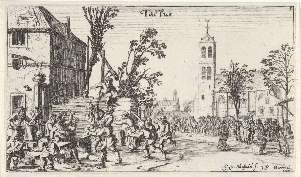 Combat dans une auberge (le toucher) - Gillis van Scheyndel (I)