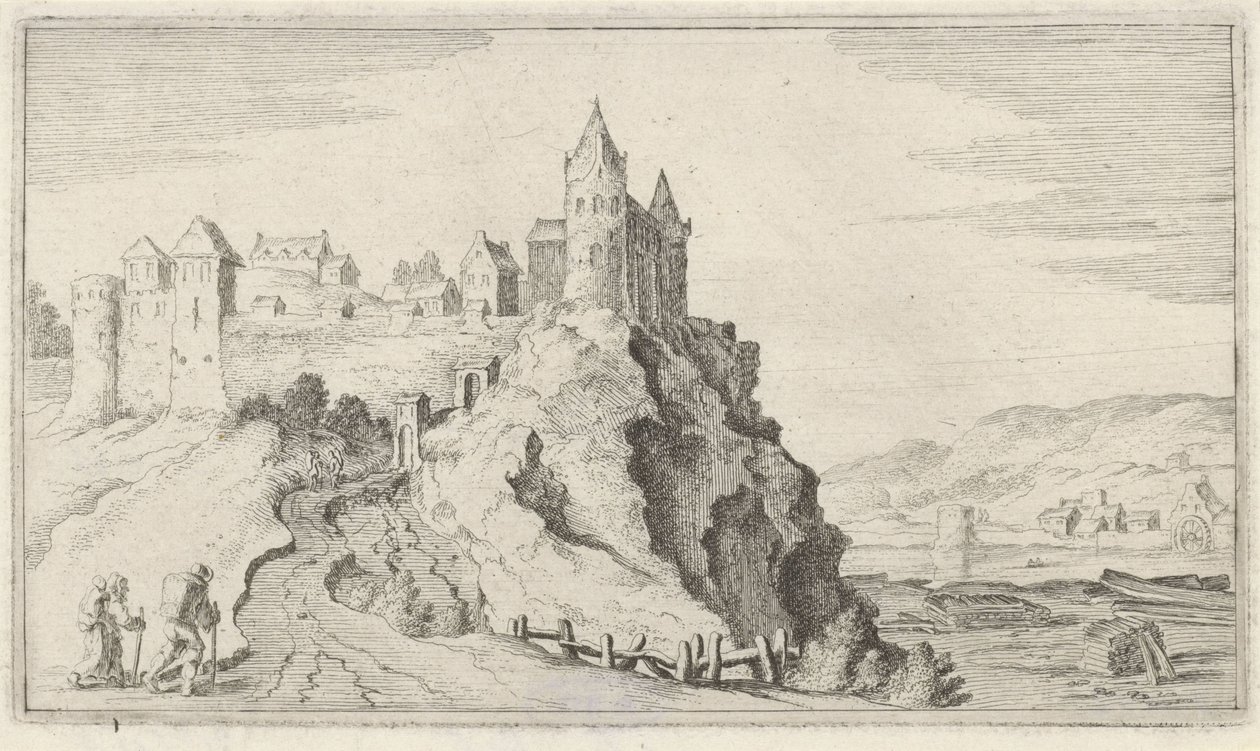 Ville fortifiée sur une colline (Douze paysages) - Gillis van Scheyndel (I)