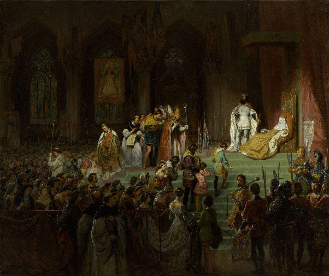 Le couronnement de la morte Inês de Castro dans la cathédrale de Coimbra, 1827-1828 - Gillot Saint Evre