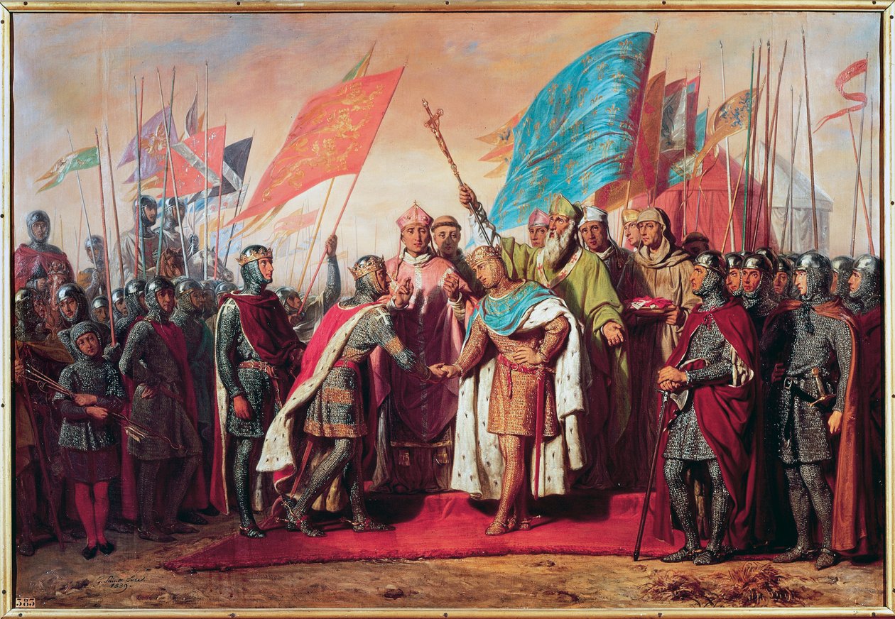 Troisième croisade (1189-1192) : Rencontre et poignée de main entre Philippe Auguste (Philippe II de France) - Gillot Saint Evre