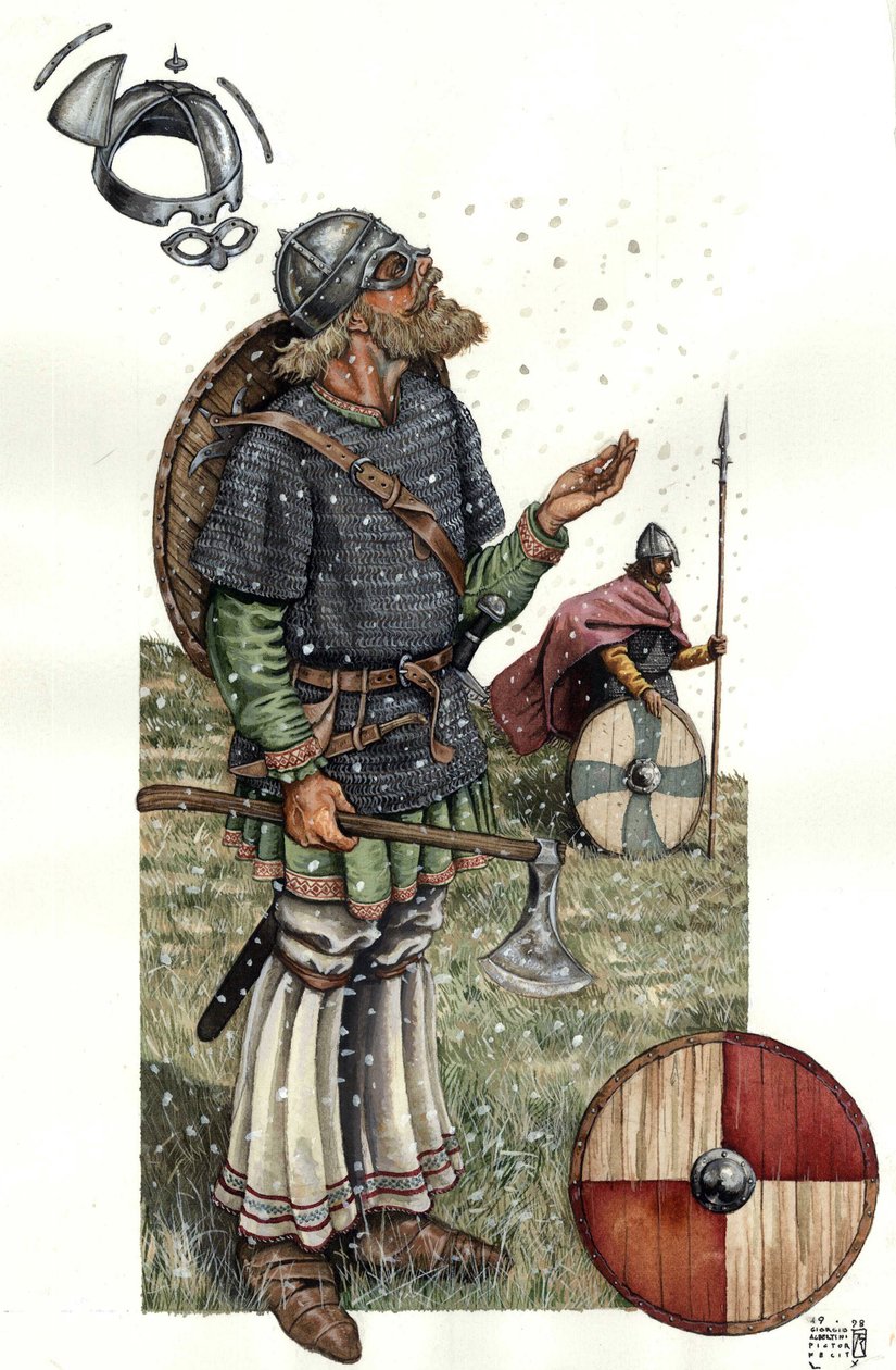 Moyen Âge : Guerrier viking du 9e siècle. - Giorgio Albertini
