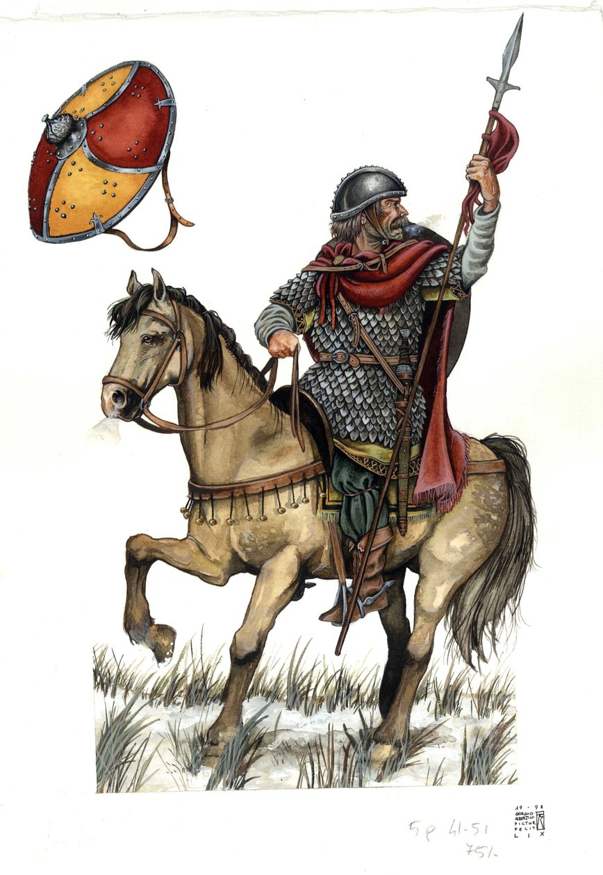 Moyen Âge : soldat de la cavalerie lourde carolingienne. 8e siècle - Giorgio Albertini