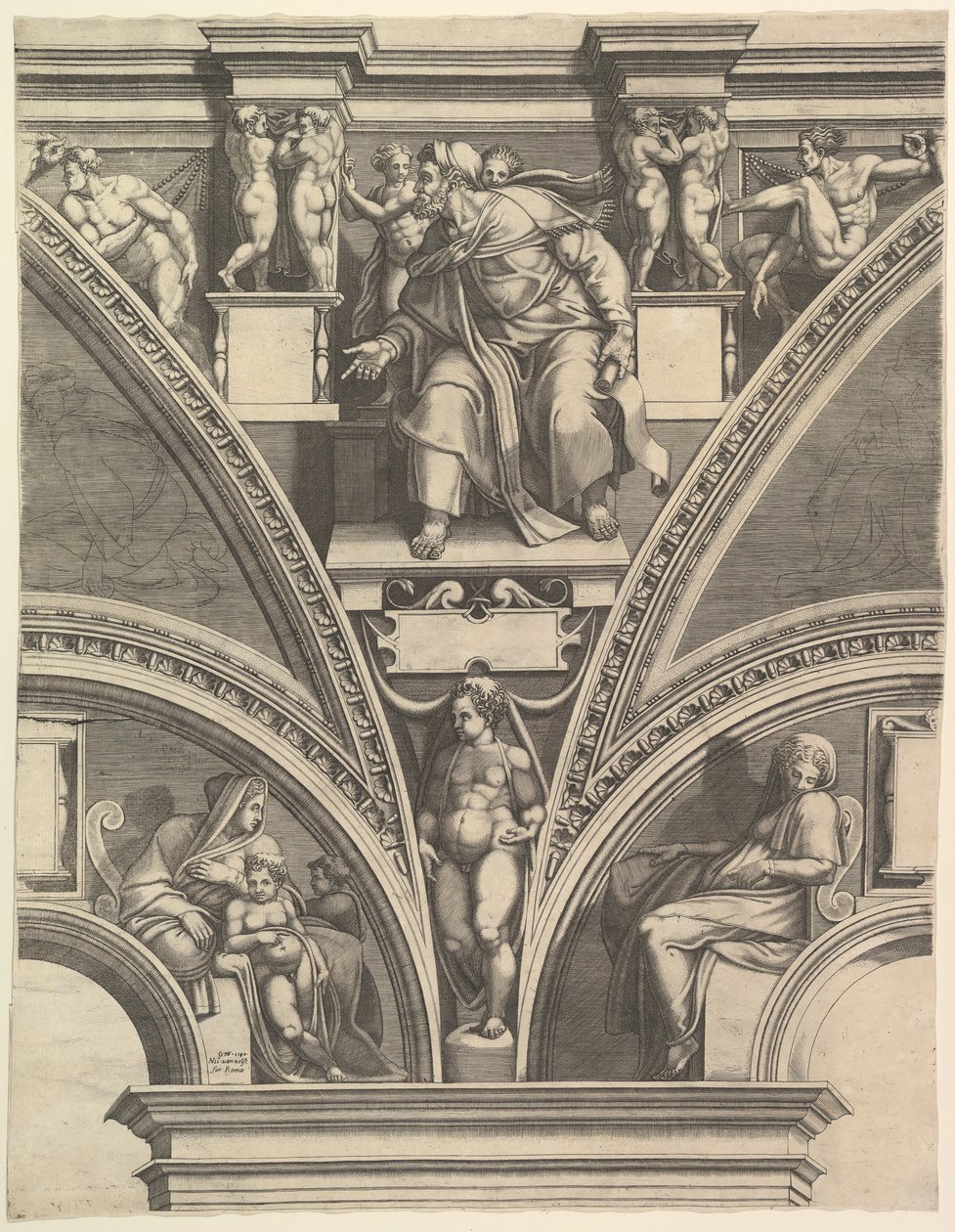 Le Prophète Ézéchiel, de la série des Prophètes et Sibylles de la Chapelle Sixtine, 1570-75 - Giorgio Ghisi