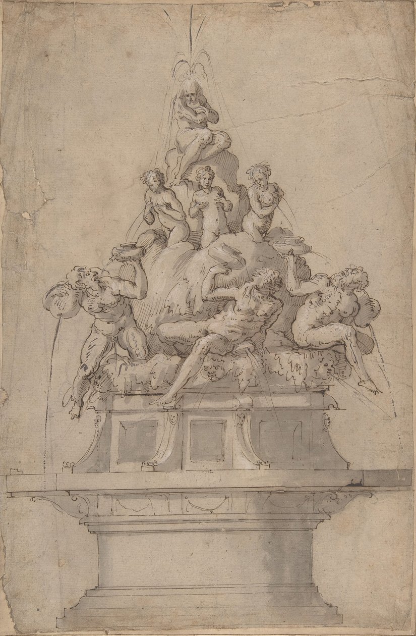 Conception pour une fontaine avec dieux-fleuves et nymphes - Giorgio Vasari